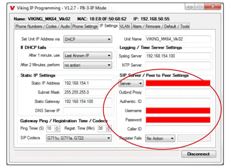 VIKING VoIP Panic Button PB-3-IP- Network Settings