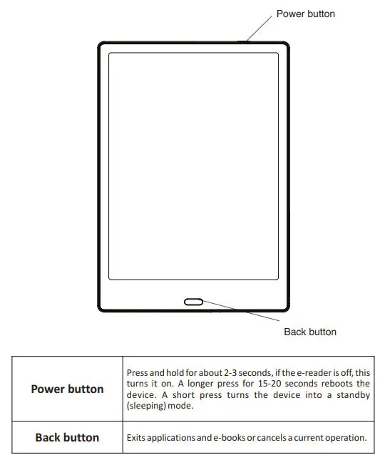 ONYX BOOX LOMONOSOV User Guide - Front Overview