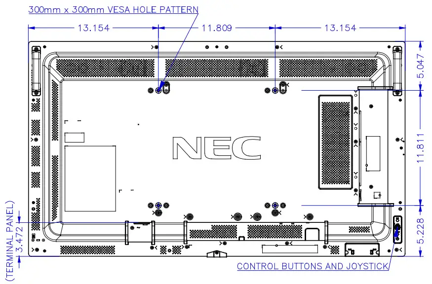NEC MultiSync P Series Large Format LCD Display - Dimensions2