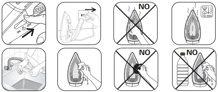 Rowenta DA1510 First Ckass Iron Steam Instructions - Cleaning your iron