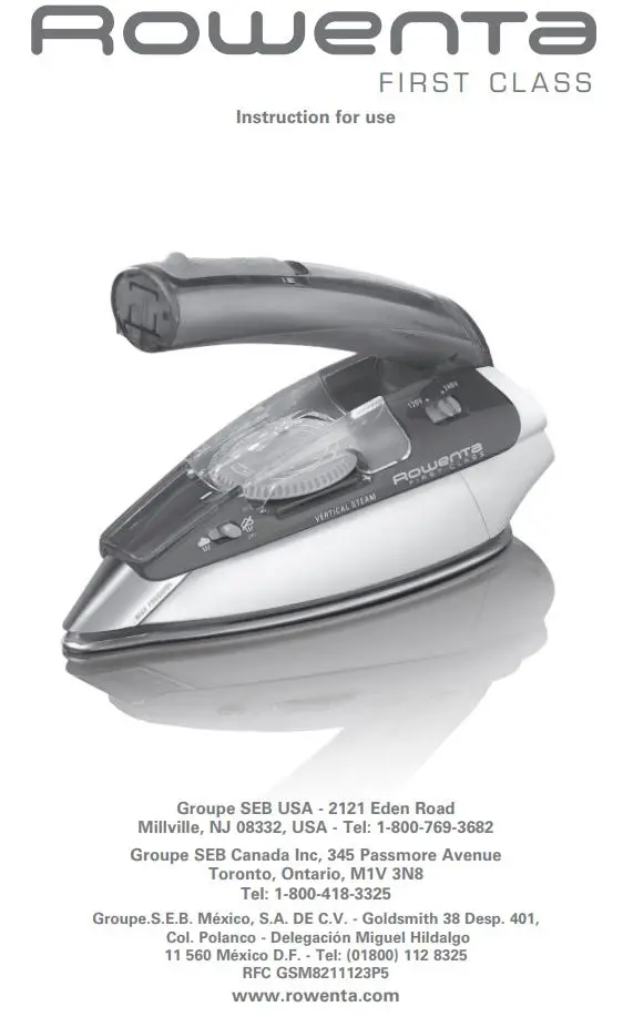 Rowenta DA1510 First Ckass Iron Steam Instructions