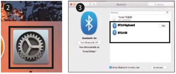 kogan KABLTKBDGRA Bluetooth and 2.4G Dual Mode- BT1 button