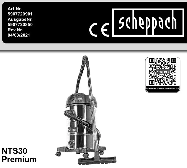 Scheppach Wet and Dry Vacuum Cleaner Instruction Manual