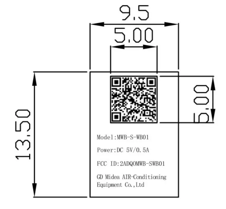 Midea MWB SWB01 Bluetooth and 24GHz Wi Fi Dual band Communication Module - Label