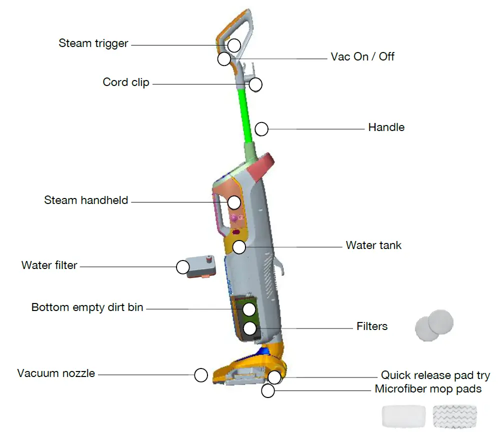 H Koenig ARYA600 3-In-1 Steam and Vacuum Cleaner fig2