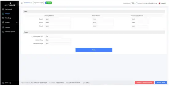 BITMAIN AntMiner 240 L L7 Server - Setting Up the Pool