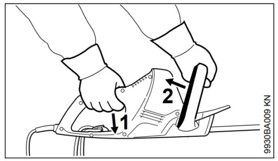 STIHL HSE 42 Very Light 420W Electric Hedge Trimmer - Switching