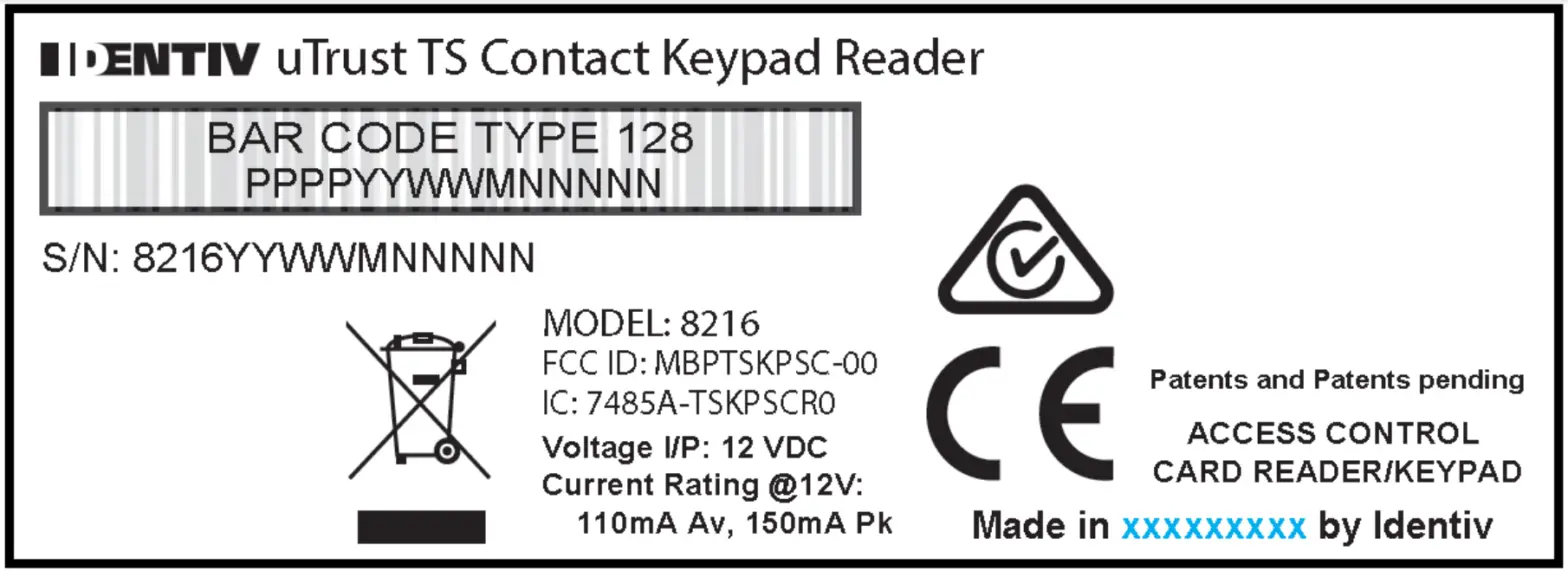 IDENTIV uTrust TS Contact Keypad Reader - fig