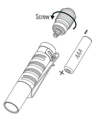 olight i3T EOS Stainless Steel User Manual - BATTERY INSTALLATION