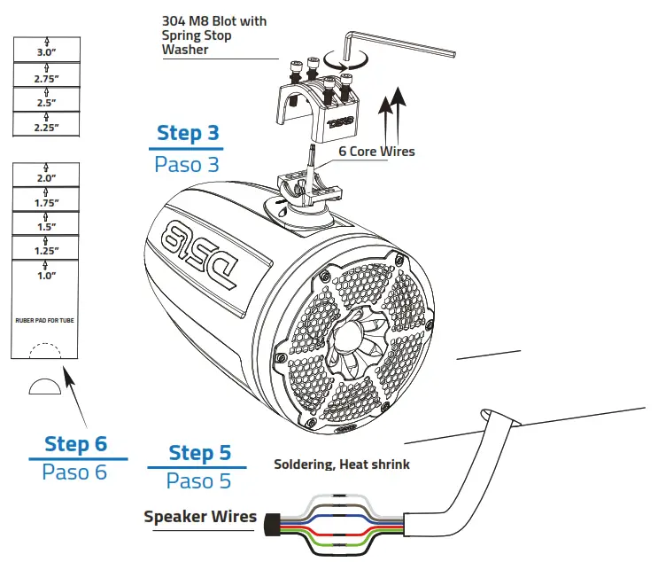 DS18 CF X6TP NS Marine Tower Pod for 6 5 Inch Speakers - fig
