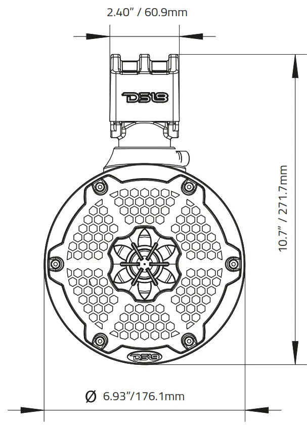 DS18 CF X6TP NS Marine Tower Pod for 6 5 Inch Speakers - fig8
