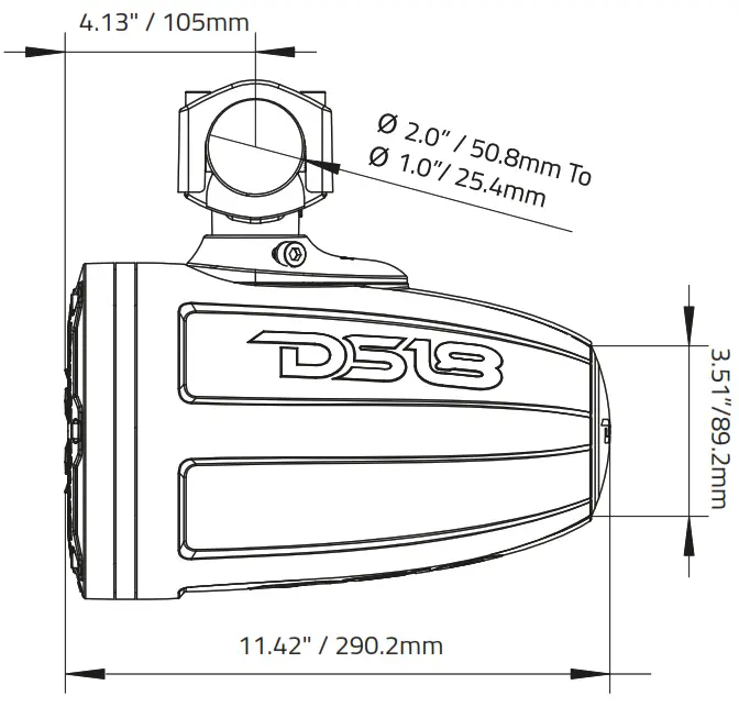 DS18 CF X6TP NS Marine Tower Pod for 6 5 Inch Speakers - fig9