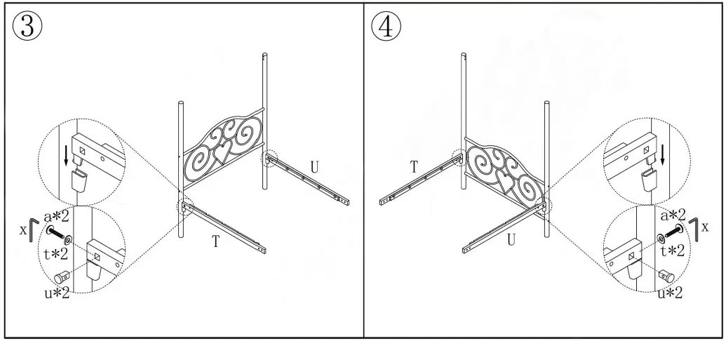 HOMEDEPOT DJ-748F-BK 54 Inch W Vintage Style Black Metal Frame Full Canopy Bed-3
