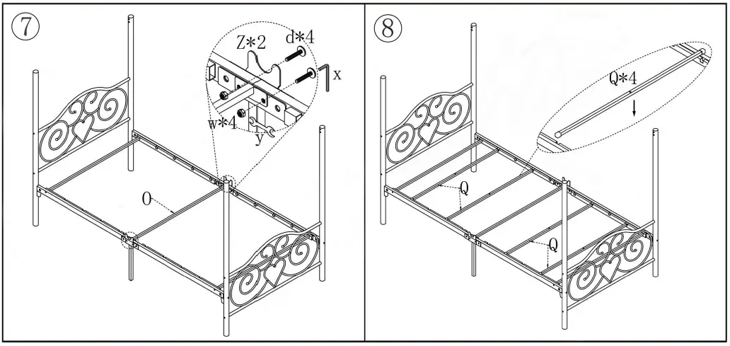 HOMEDEPOT DJ-748F-BK 54 Inch W Vintage Style Black Metal Frame Full Canopy Bed-5