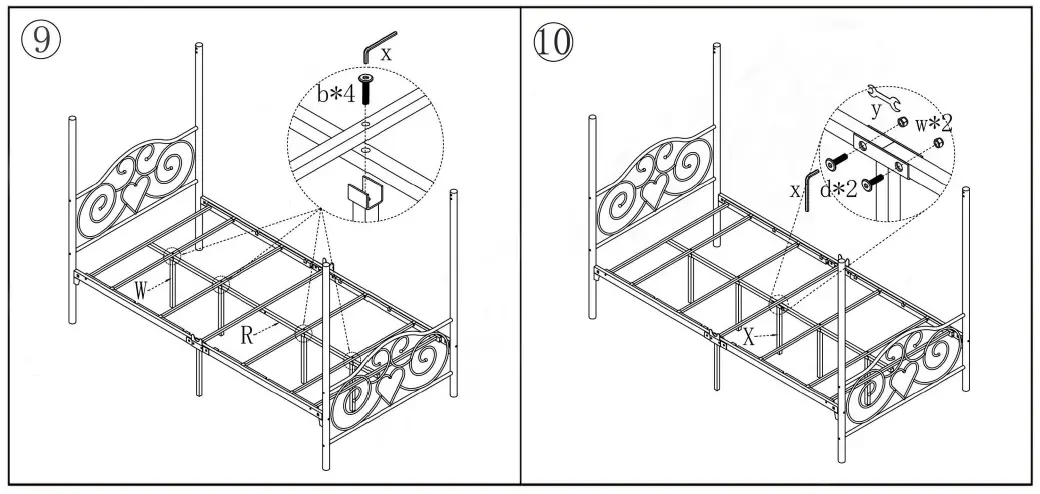 HOMEDEPOT DJ-748F-BK 54 Inch W Vintage Style Black Metal Frame Full Canopy Bed-6