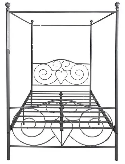 HOMEDEPOT DJ-748F-BK 54 Inch W Vintage Style Black Metal Frame Full Canopy Bed
