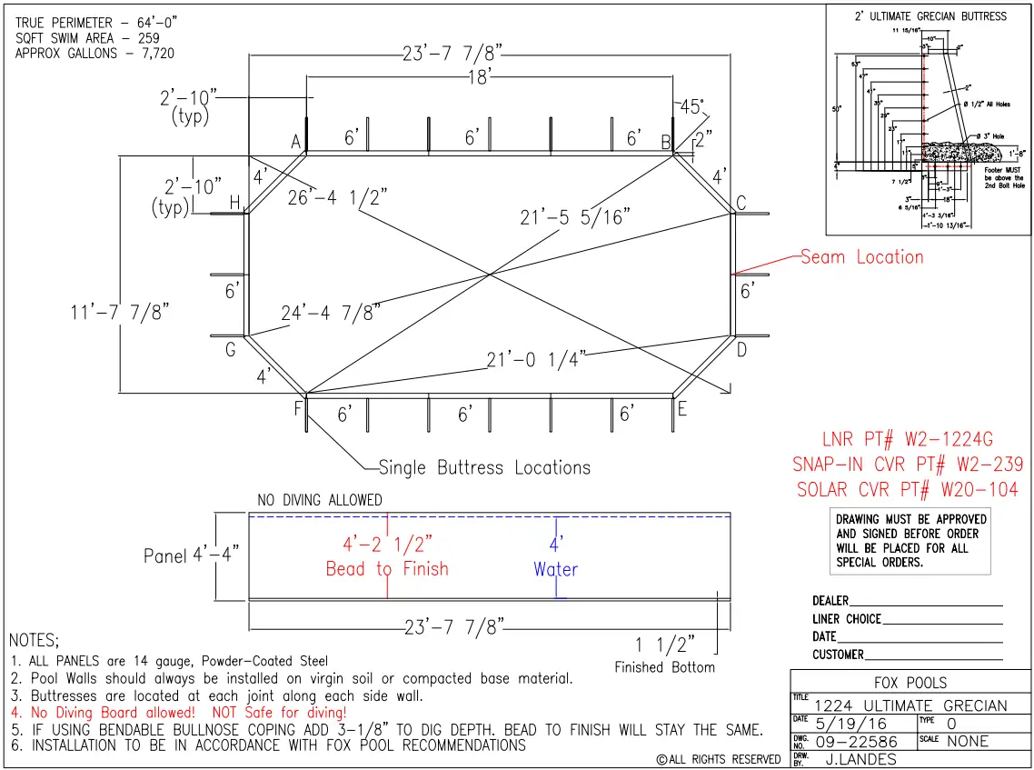Cardinal Systems W301430G 14 x 30 Grecian Ultimate Pool Sub Assy - FIG 28