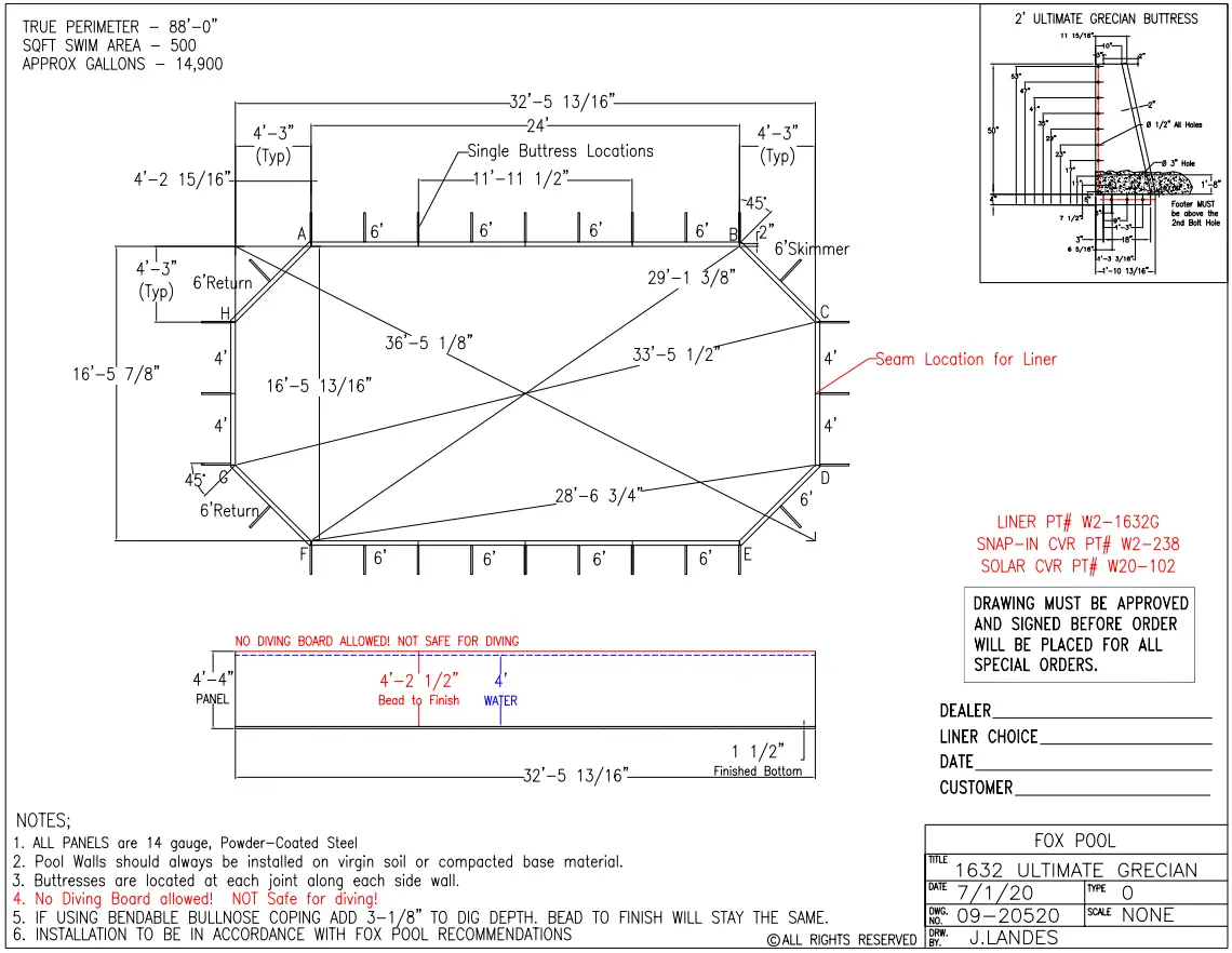 Cardinal Systems W301430G 14 x 30 Grecian Ultimate Pool Sub Assy - FIG 31