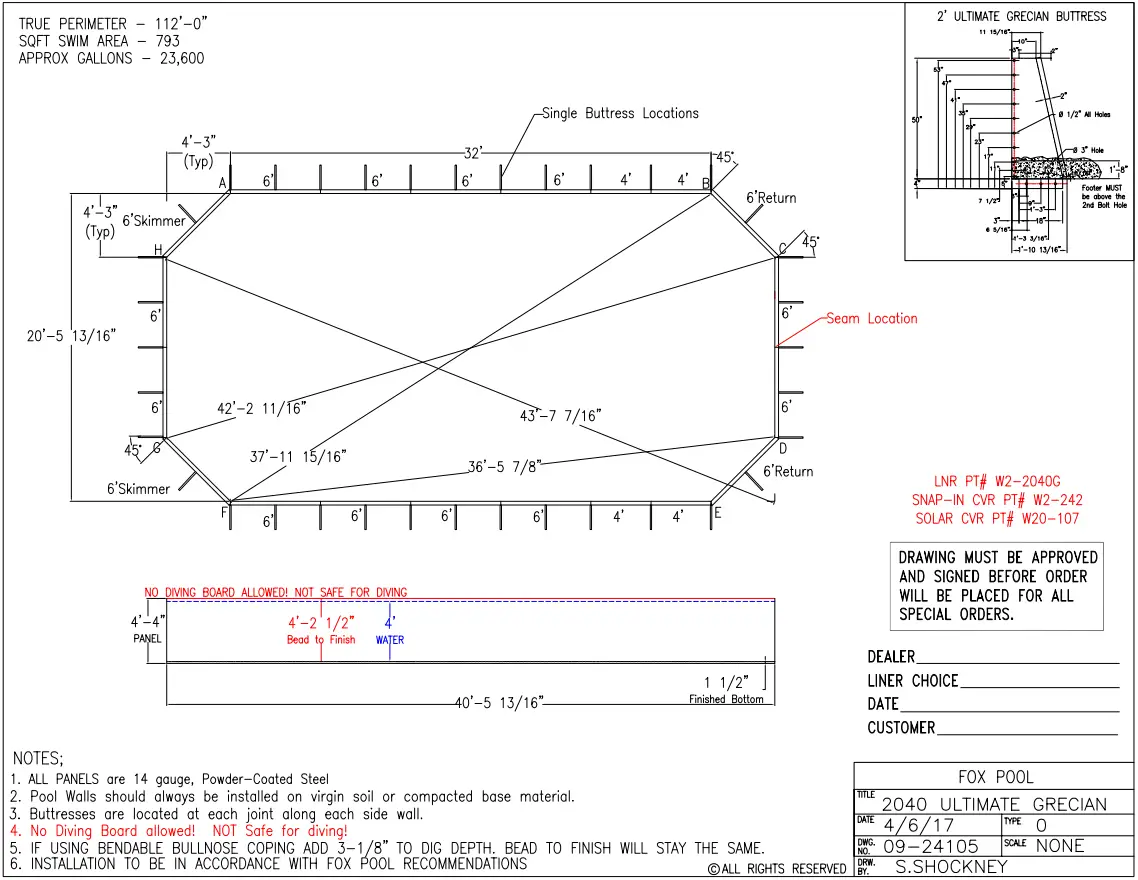 Cardinal Systems W301430G 14 x 30 Grecian Ultimate Pool Sub Assy - FIG 35