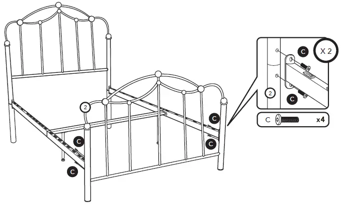 VonHaus-4000307IM -White-Metal-Double-Bed-Frame-FIG-11