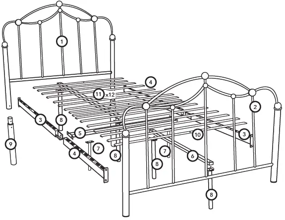 VonHaus-4000307IM -White-Metal-Double-Bed-Frame-FIG-2