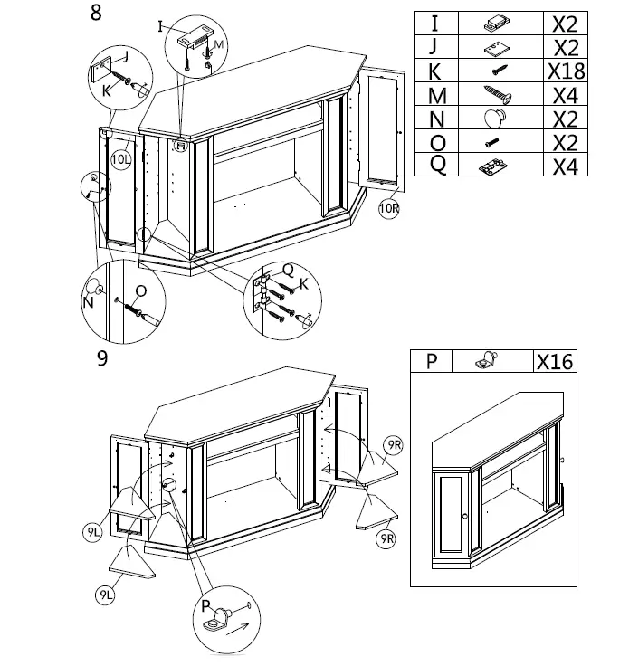 Southern ENTERPRISES HD053523 Sharielle 48 inch Touch Panel Electric Corner Electric Fireplace-10