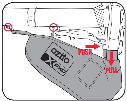ozito Cordless 3-IN-1 Blower VAC- . Unfasten