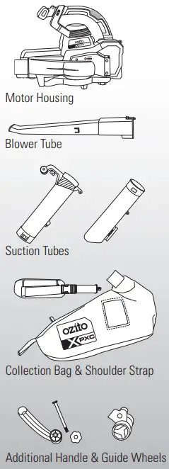 ozito Cordless 3-IN-1 Blower VAC-STANDARD EQUIPMENT