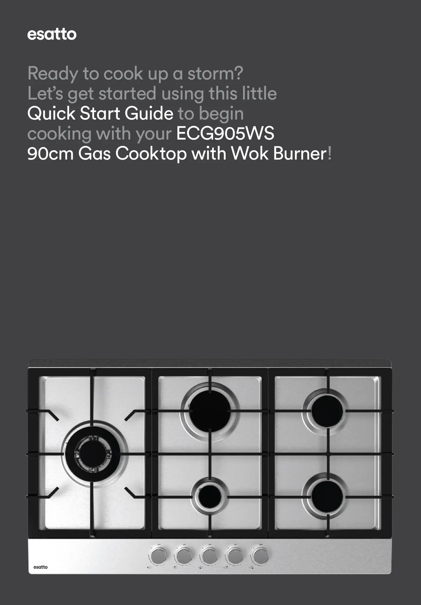Esatto ECG905WS 90cm Gas Cooktop with Wok Burner User Guide