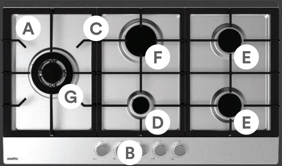 Esatto ECG905WS 90cm Gas Cooktop with Wok Burner - Your Cooktop