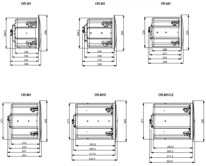 TANNOY CVS 801S 8In-Ceiling Subwoofer Loudspeaker-Dimensions (mm)