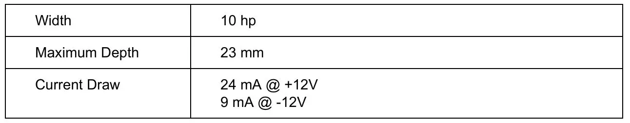 intellijel FSR 1U User Manual - TECHNICAL SPECIFICATIONS