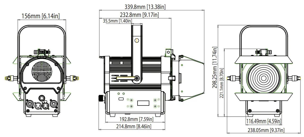 ADJ FR50Z LED Lighting- Dimensional Drawings