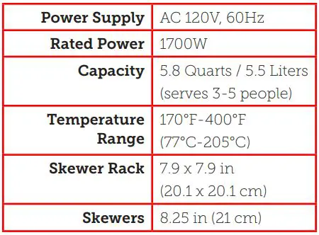 COSORI CP158-AF Premium 5.8-Quart Air Fryer User Manual - Specifications