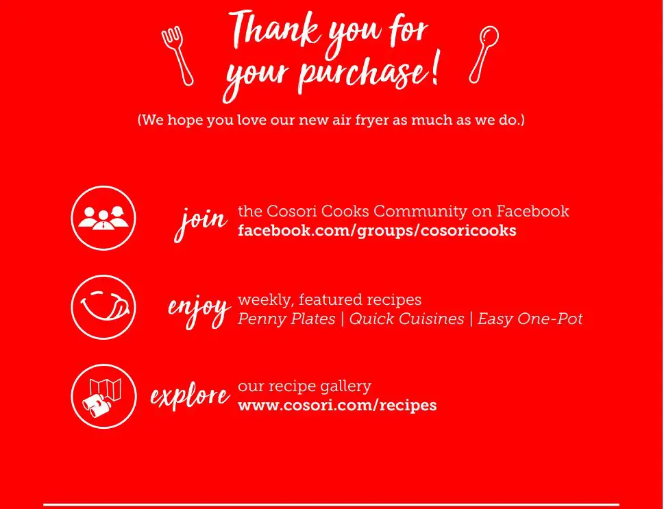 COSORI CP158-AF Premium 5.8-Quart Air Fryer User Manual - Thank You Page