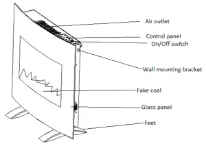 Coopers OF STORTFORD H766 Wall Mounted Fireplace- Product diagram