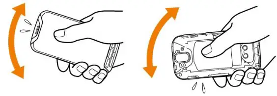 Kyocera Rugged Dura Series Phone Cleaning - Hold the phone firmly and gently shake it a few times