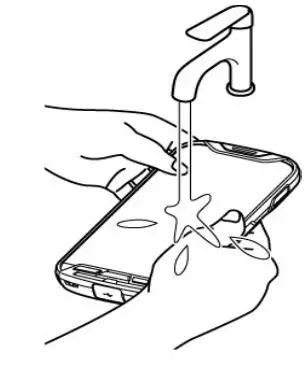 Kyocera Rugged Dura Series Phone Cleaning - Rinse the phone thoroughly under running water