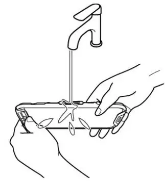 Kyocera Rugged Dura Series Phone Cleaning - Rinse the speakers, microphones, and earpiece under running water