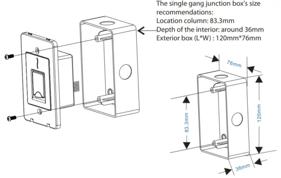ZKTECO FR1500S Fingerprint Proximity Card Reader Outdoor - Dimensions (mm)2