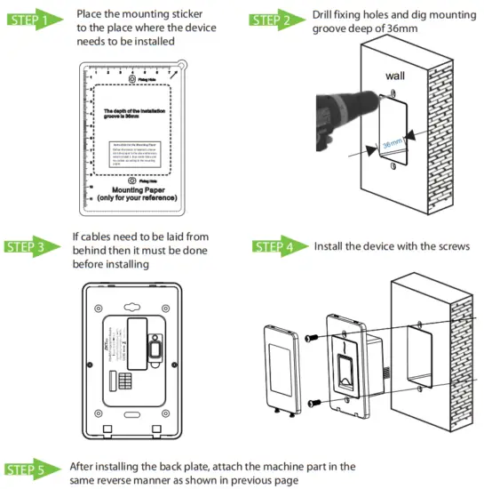 ZKTECO FR1500S Fingerprint Proximity Card Reader Outdoor - Mounting