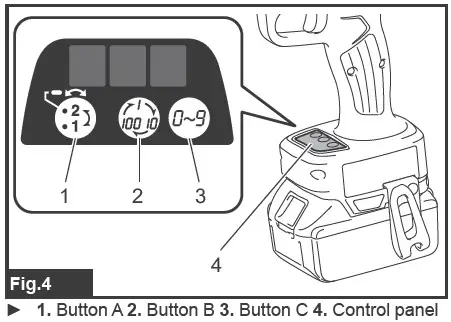 AEROBOLT BV4500 Cordless Huck - Control panel