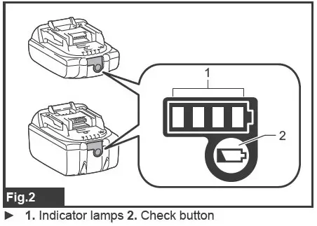 AEROBOLT BV4500 Cordless Huck - Indicating the remaining battery capacity
