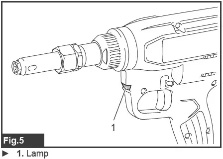 AEROBOLT BV4500 Cordless Huck - Lighting up the front lamp