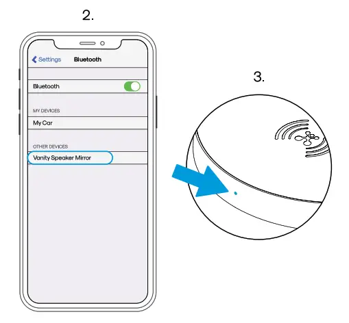 atomi 9 Inch Vanity Mirror with Bluetooth Speaker and USB Port - Bluetooth 1