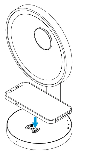 atomi 9 Inch Vanity Mirror with Bluetooth Speaker and USB Port - Qi pad