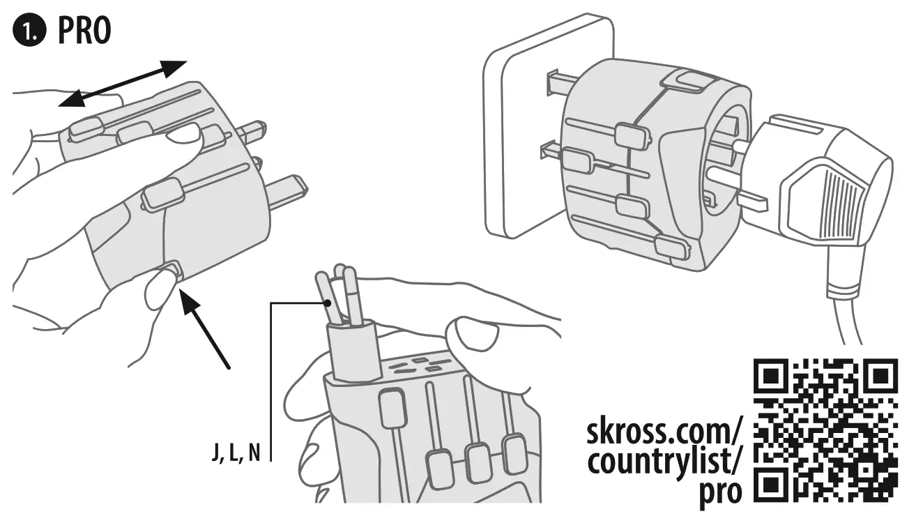 SKROSS 1.302535 Pro World and USB Universal Adapter - QR