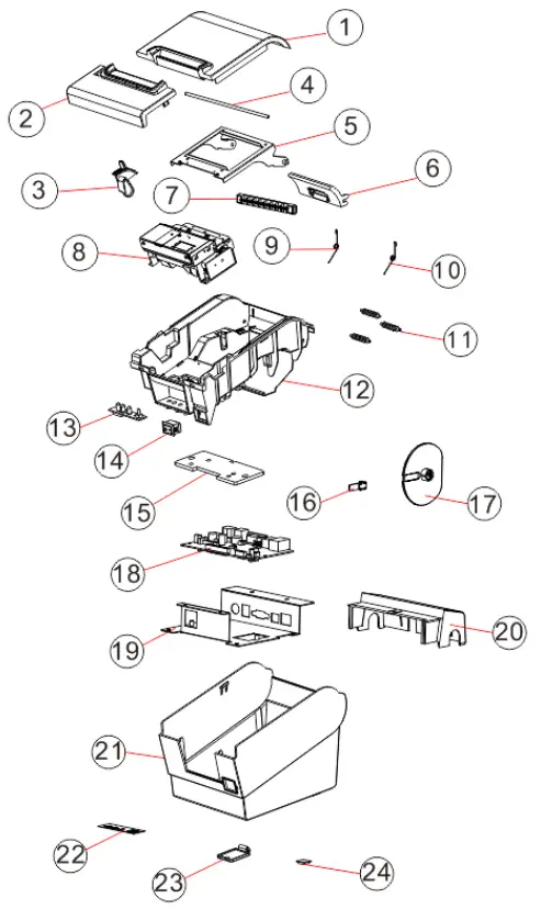 XS300L Desktop POS Printer Exploded View