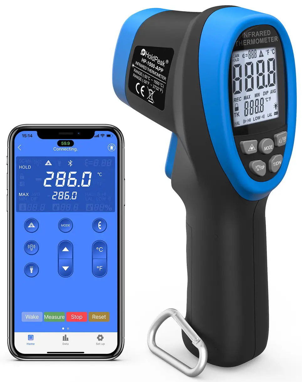 HoldPeak HP-1500-APP Non Contact Infrared Thermometer with App Function