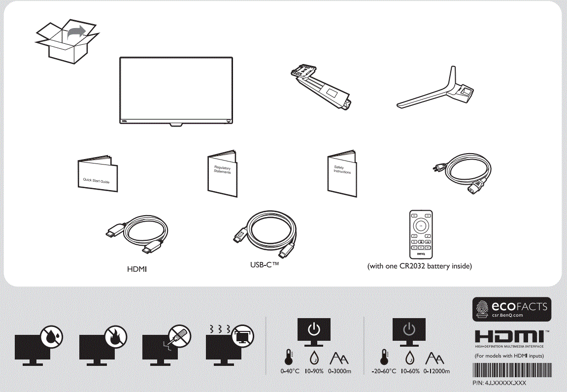 BenQ EW2880U-EQ-VI 28 Inch UHD HDRi IPS Monitor User Guide - What's in the box